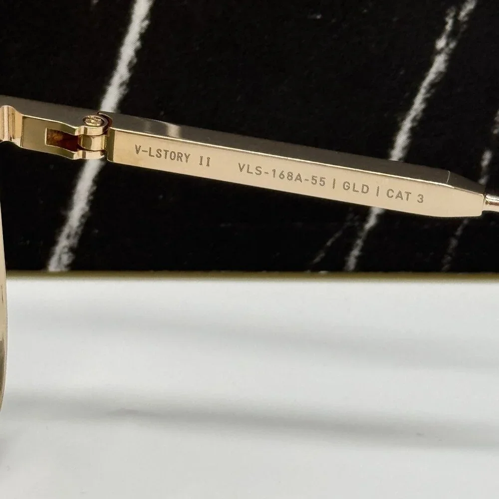 NEW VALENTINO VLS-168A GOLD GREEN UNISEX SUNGLASSES - Picture 9 of 10